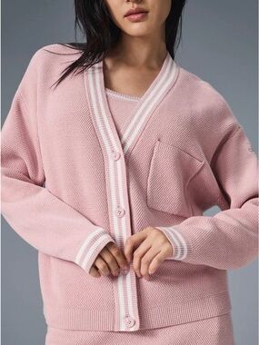 alo tennis club sweater knit cardigan ballet pink size M